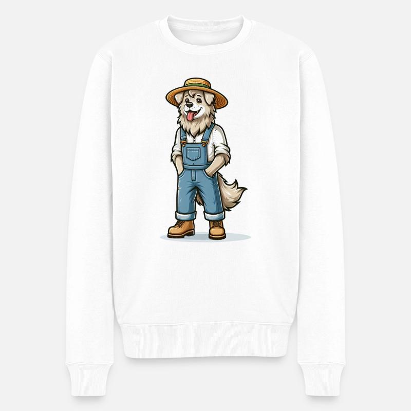 Cute Dog Farmer - Männer Premium Bio Pullover - Weiß