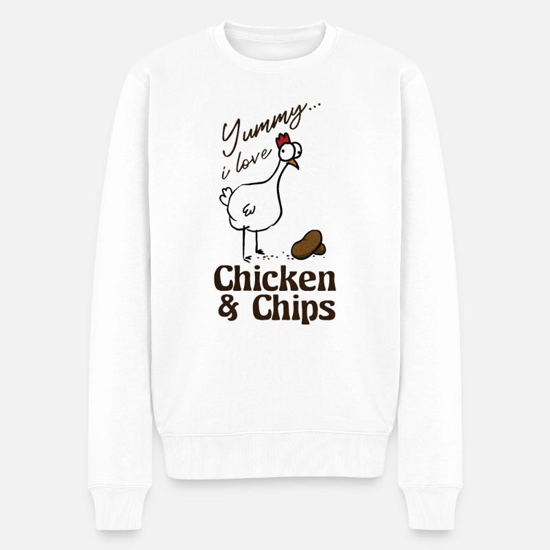 chicken and chips - Männer Premium Bio Pullover - Weiß
