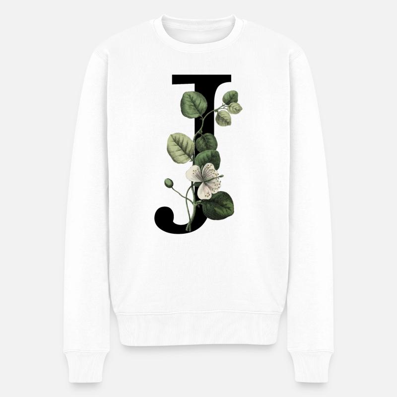 lettre j botanique vert - Pull Premium bio Homme - blanc