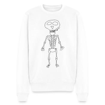 Fumer un squelette dans le dessin animé Halloween Automne - Pull Premium bio Homme - blanc - Devant - Thijin (182cm)