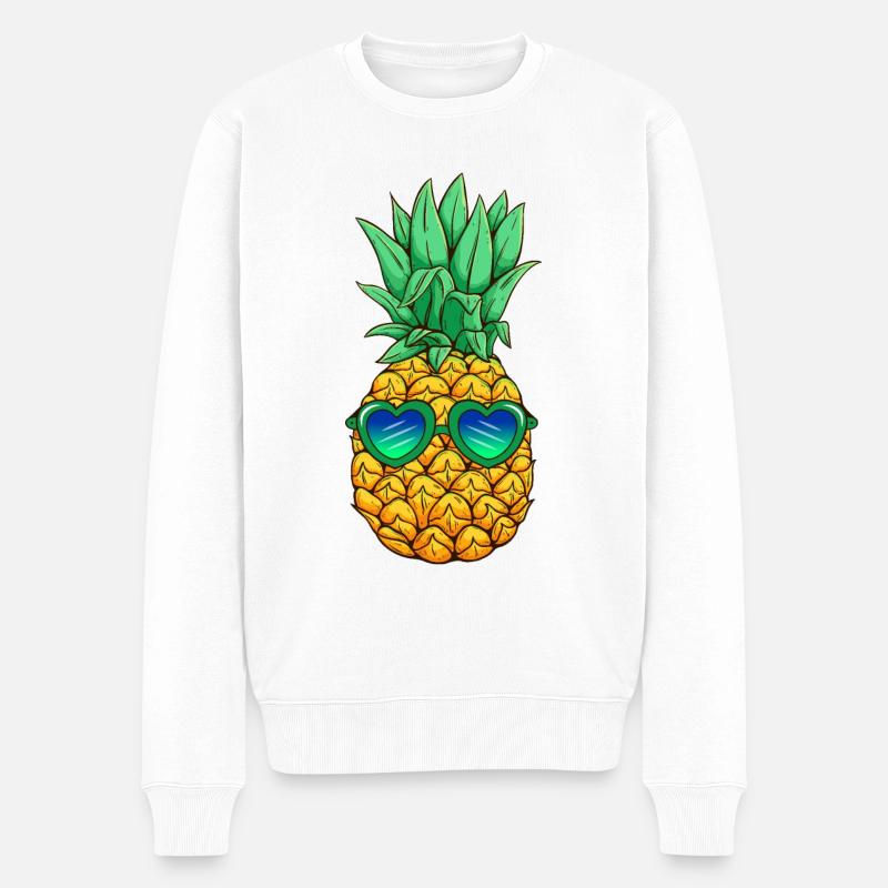 Ananas avec lunettes de soleil - Pull Premium bio Homme - blanc