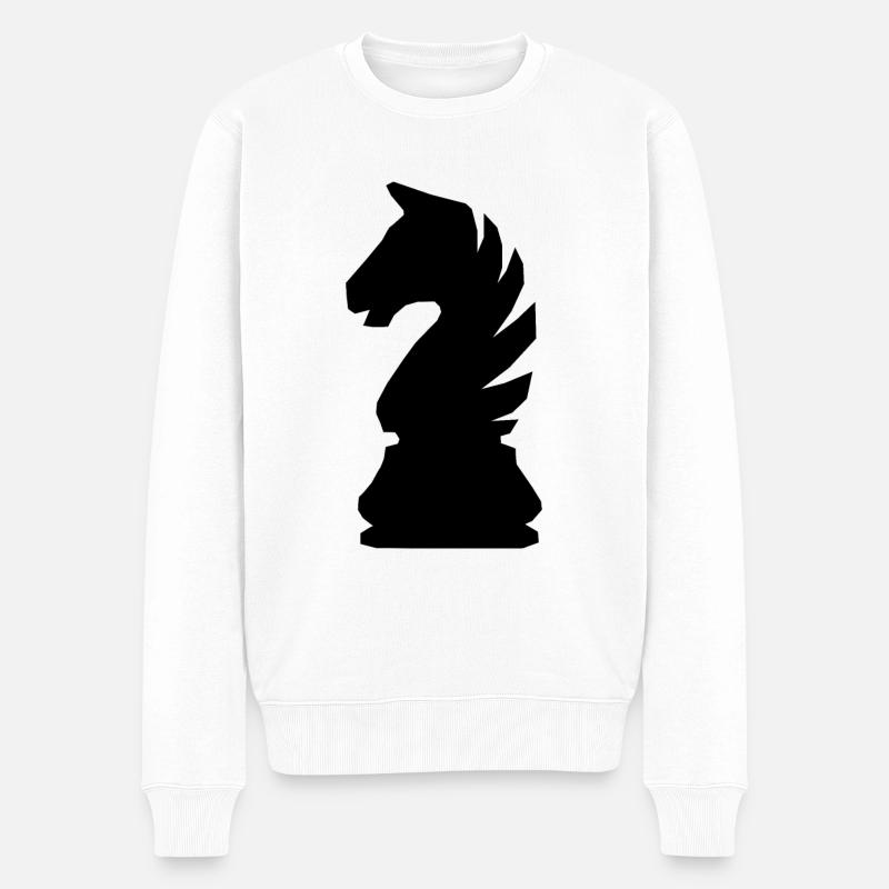 Chess Chess Knight noir - Pull Premium bio Homme - blanc