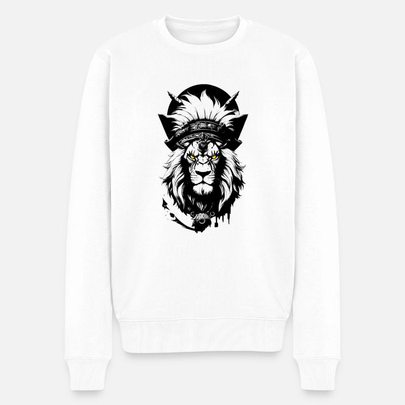 Stammes-Löwe - Männer Premium Bio Pullover - Weiß