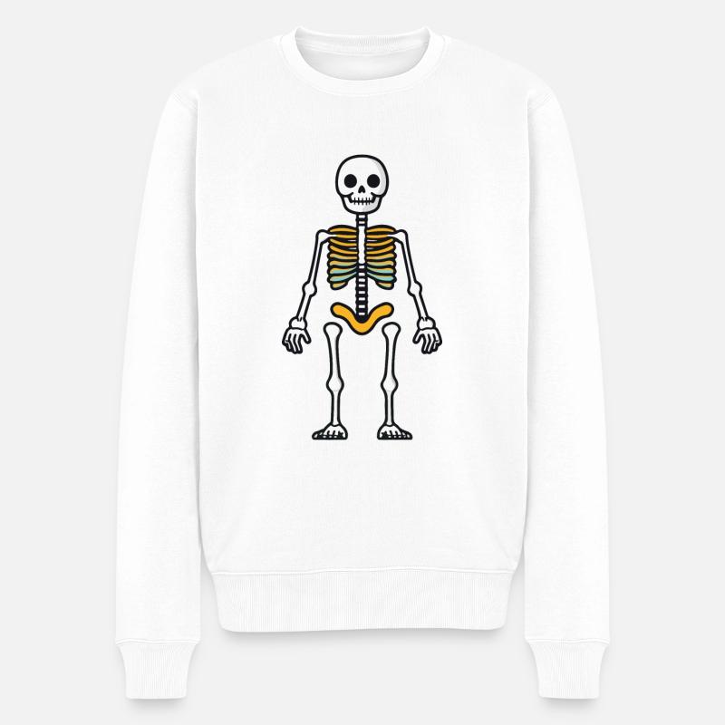 Squelette Bande Dessinée Halloween - Pull Premium bio Homme - blanc