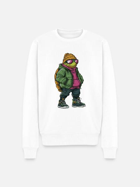 Turtle Funny Winter - Men's Premium Organic Jumper - white