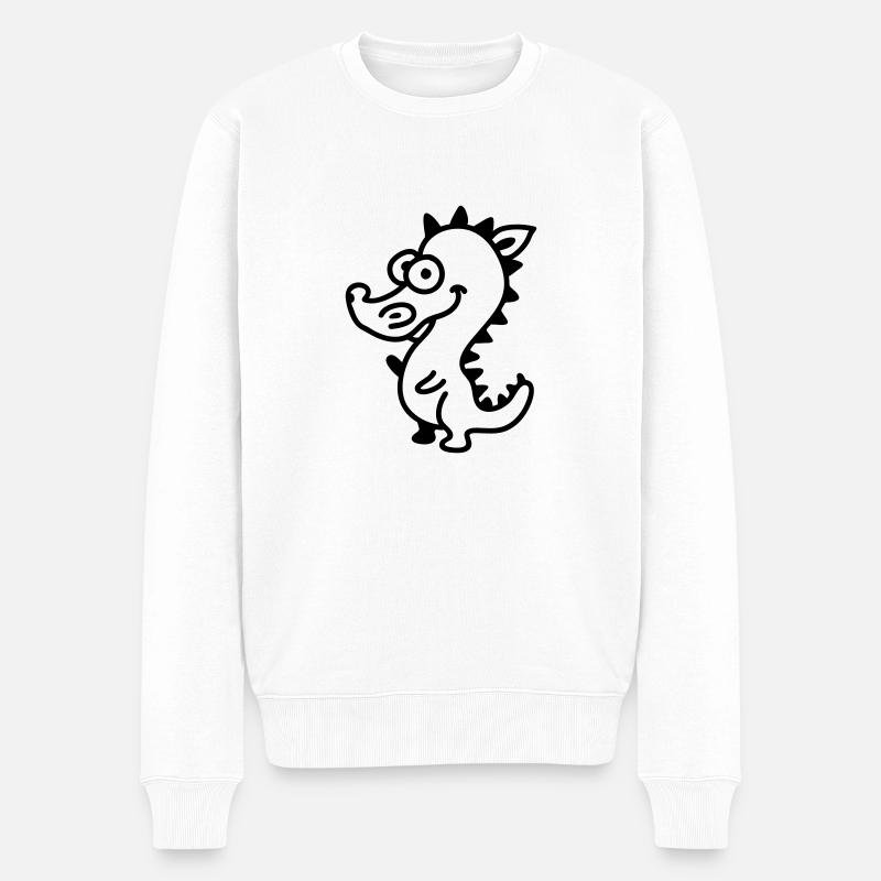 Drachen - Line - Männer Premium Bio Pullover - Weiß