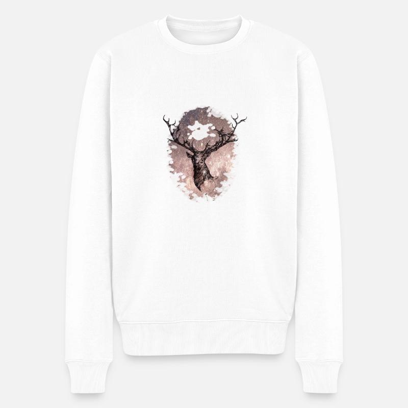 der Stern des Hirsches - Männer Premium Bio Pullover - Weiß