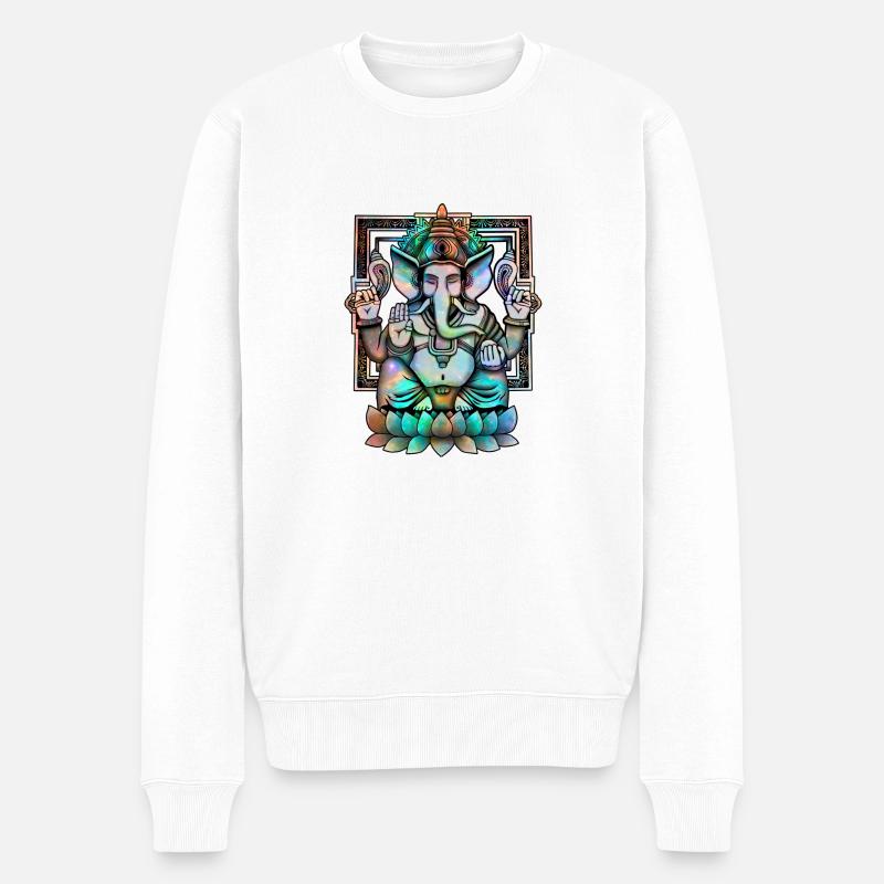 Cosmic Ganesh - Pull Premium bio Homme - blanc