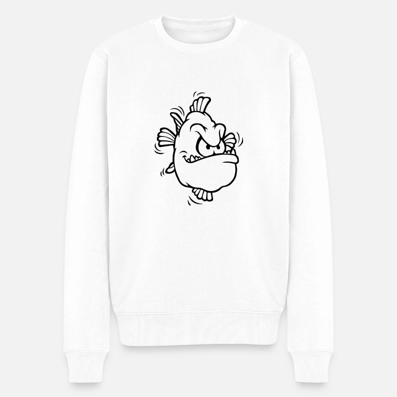 angry fish - Männer Premium Bio Pullover - Weiß