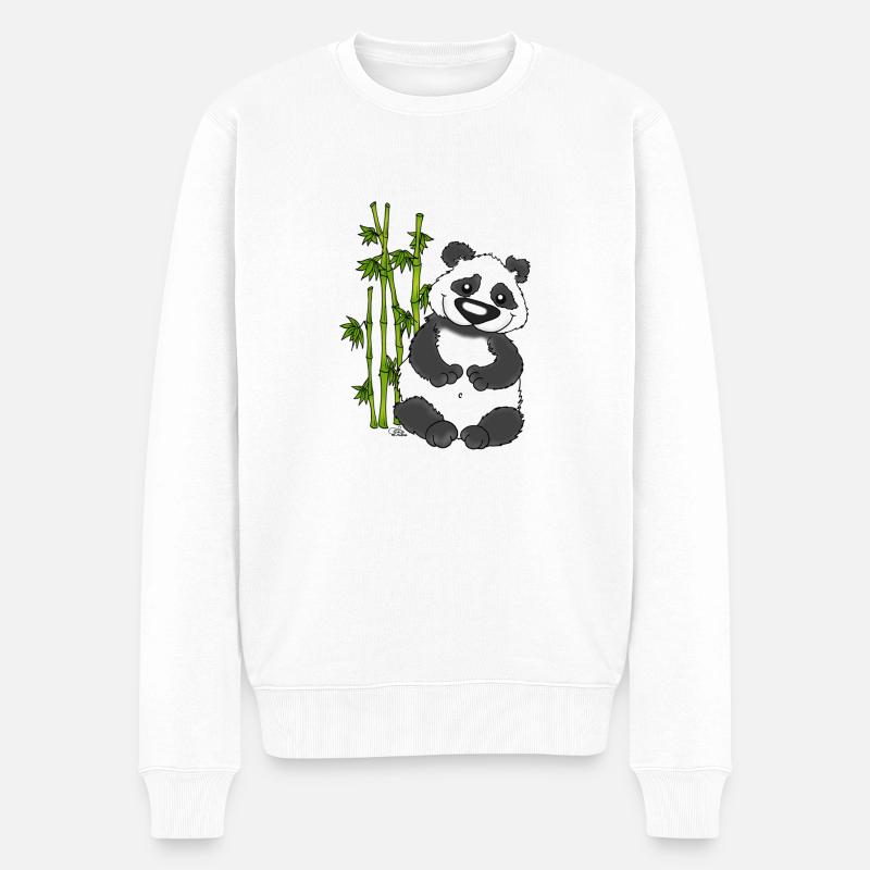 Panda Pao Pao - Männer Premium Bio Pullover - Weiß