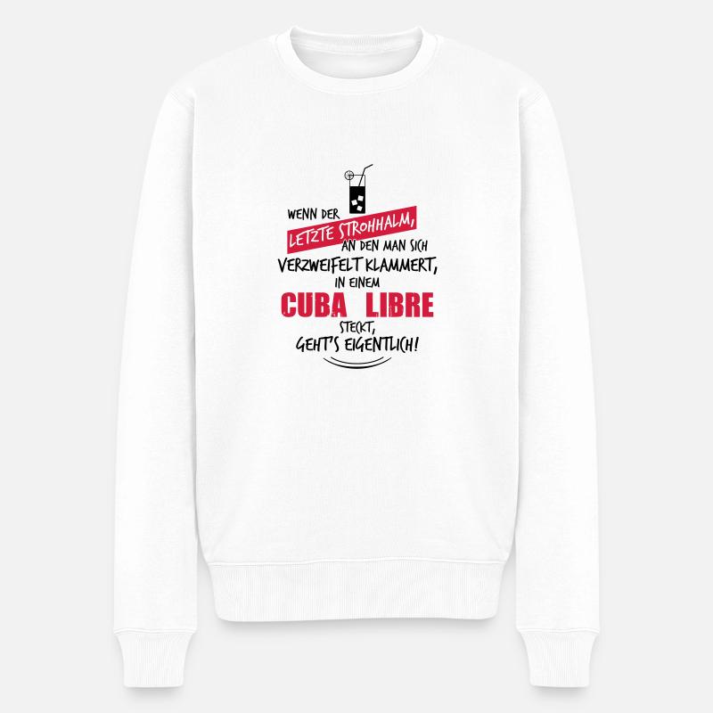 Letzter Strohhalm Cuba Libre - Männer Premium Bio Pullover - Weiß