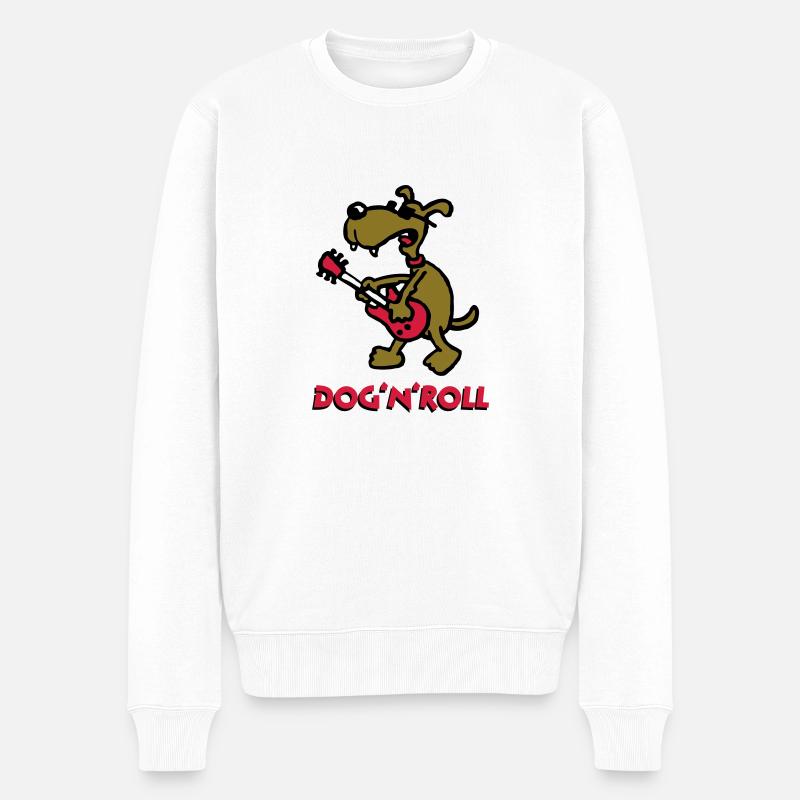dog_n_roll_b_3c_white - Männer Premium Bio Pullover - Weiß