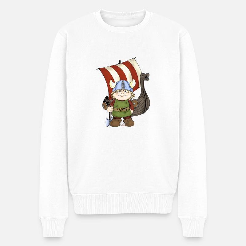 Erik le Viking navire avec - Pull Premium bio Homme - blanc