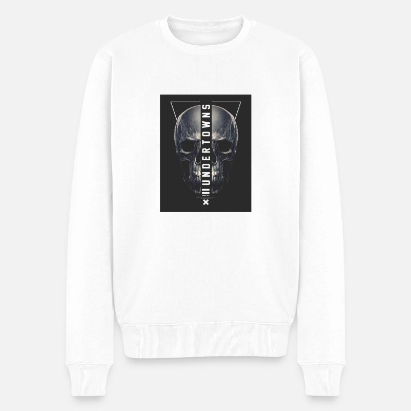 SKULL NOIR - Pull Premium bio Homme - blanc