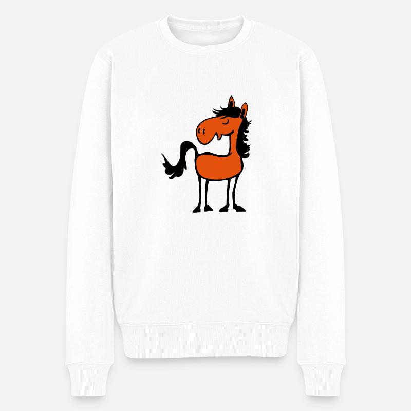 Pferd - Männer Premium Bio Pullover - Weiß