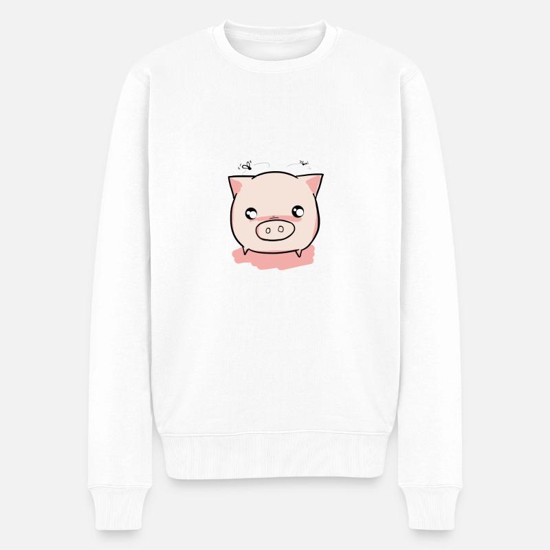 Schwein Ferkel - Männer Premium Bio Pullover - Weiß