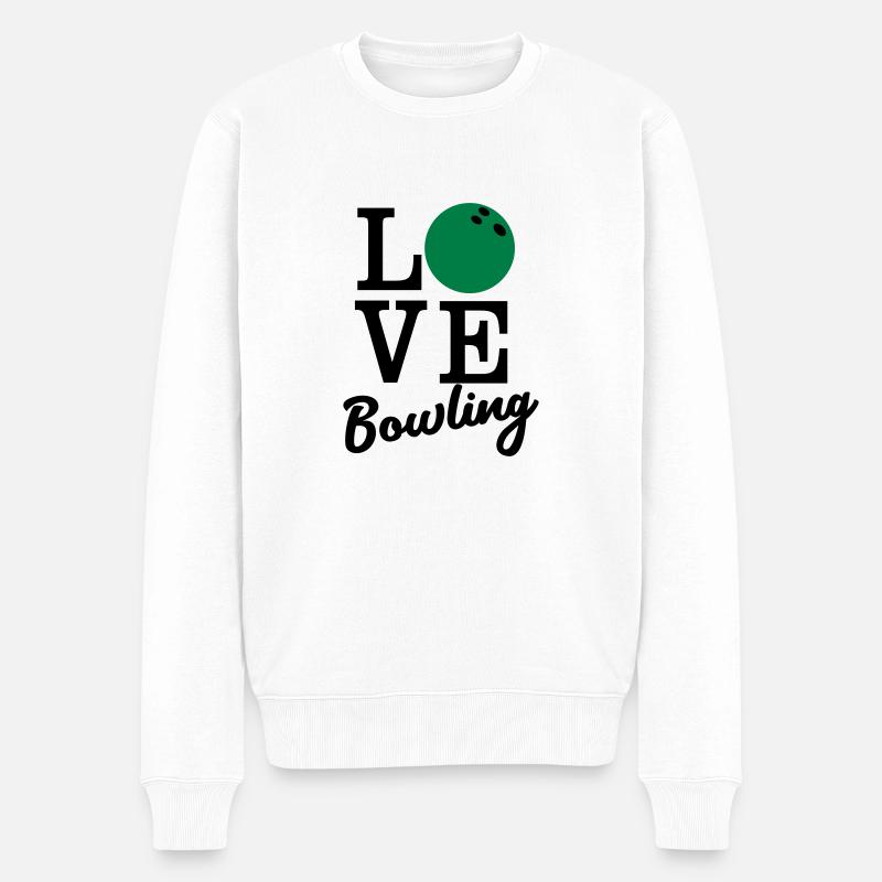 liebe Bowling - Männer Premium Bio Pullover - Weiß