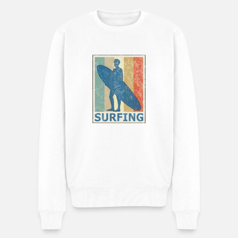 Planche de surf Surfers surf Vintage Style rétro - Pull Premium bio Homme - blanc