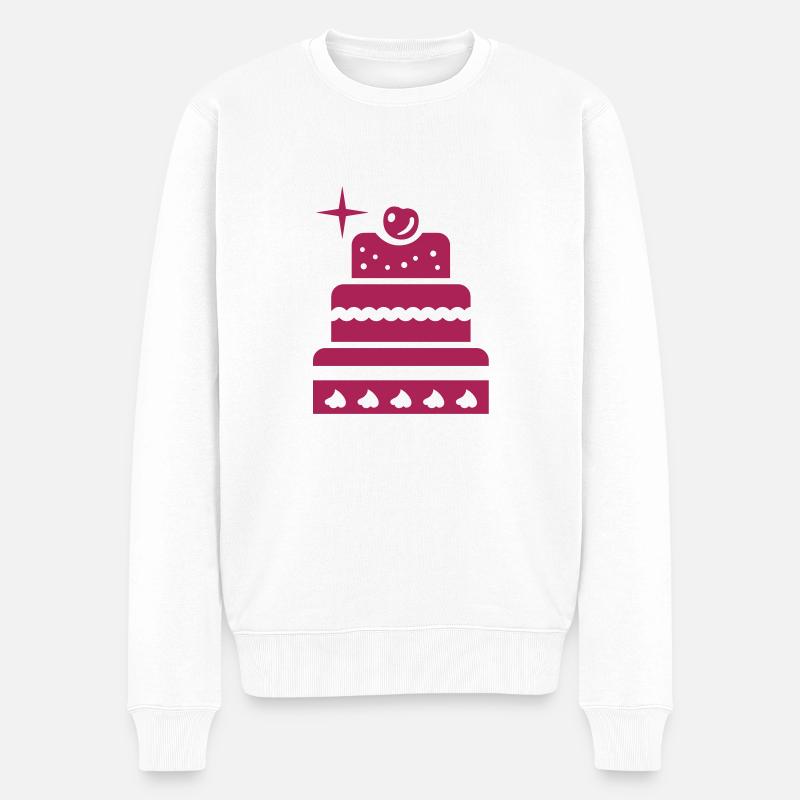 Torte 1C - Männer Premium Bio Pullover - Weiß