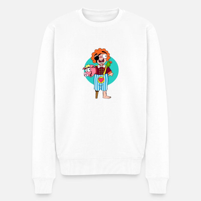 PigPirate - Männer Premium Bio Pullover - Weiß