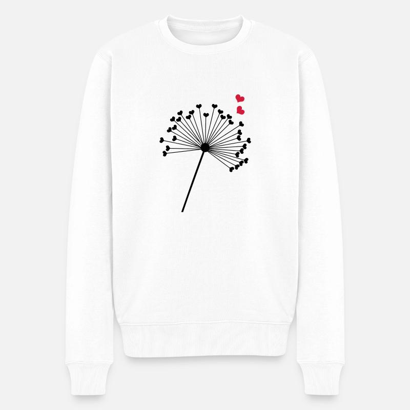 Pusteblume Herzen - Männer Premium Bio Pullover - Weiß