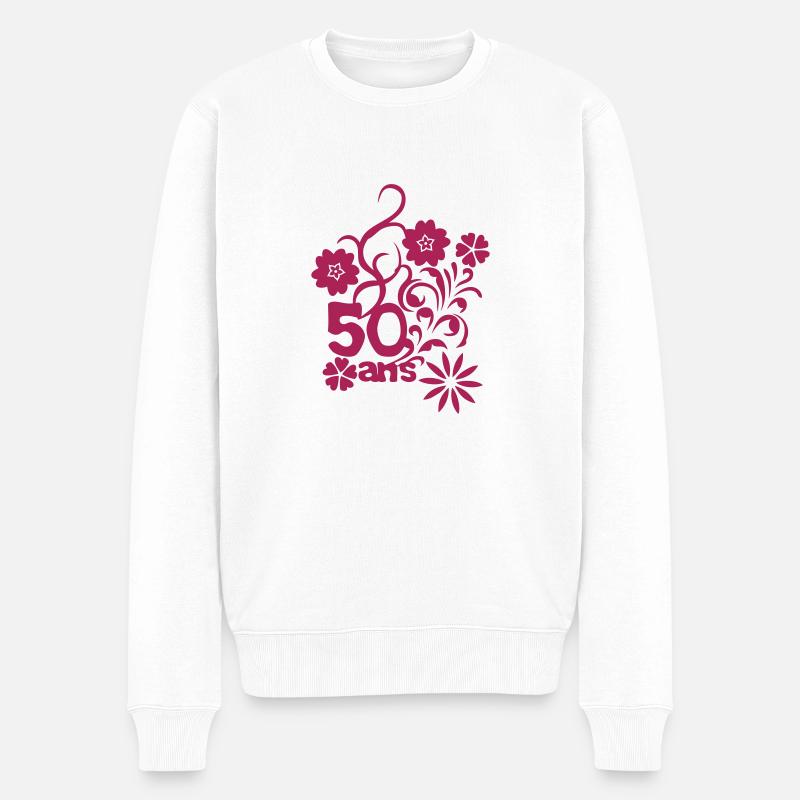 50 ans fleur anniversaire - Pull Premium bio Homme - blanc