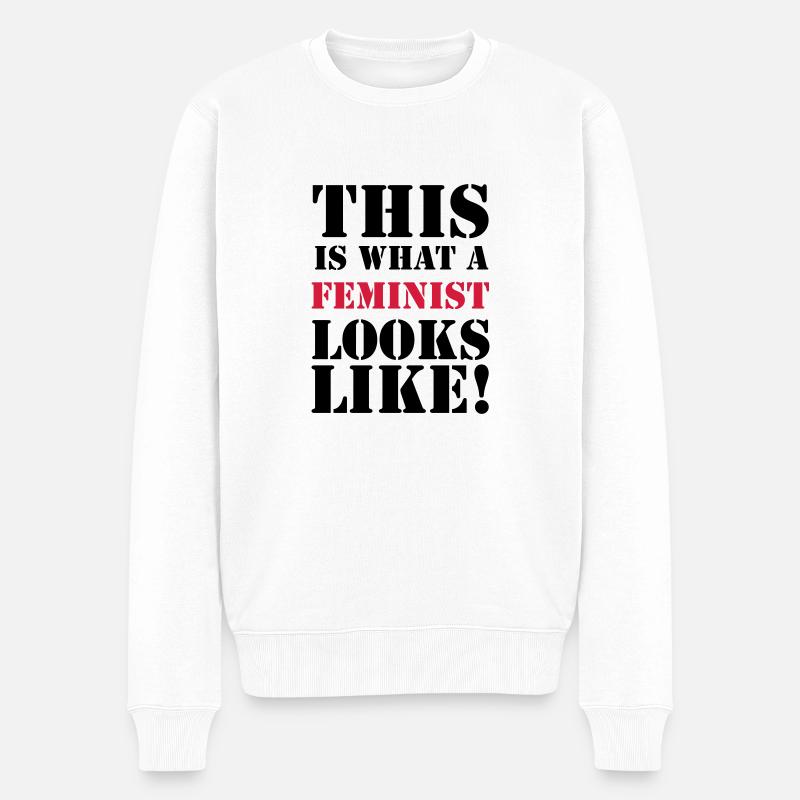 Feminist - Männer Premium Bio Pullover - Weiß