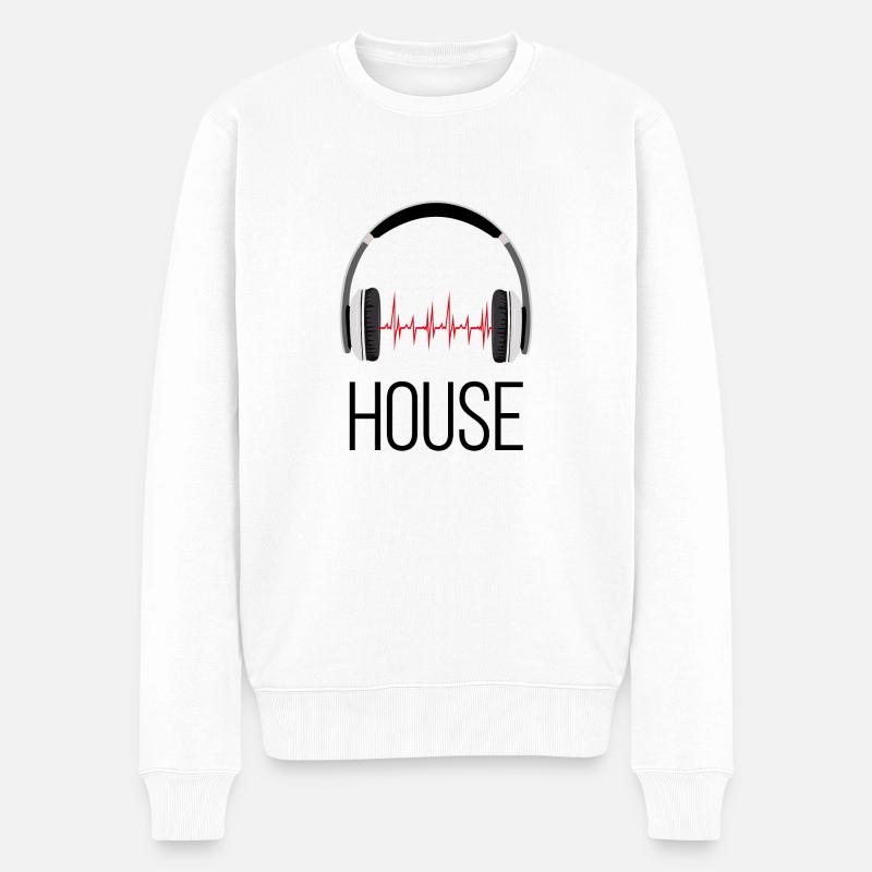 House Music - Männer Premium Bio Pullover - Weiß