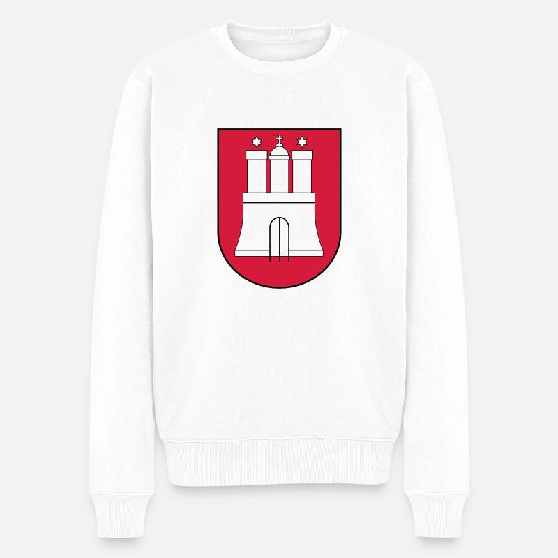 Hamburg Wappen - Männer Premium Bio Pullover - Weiß