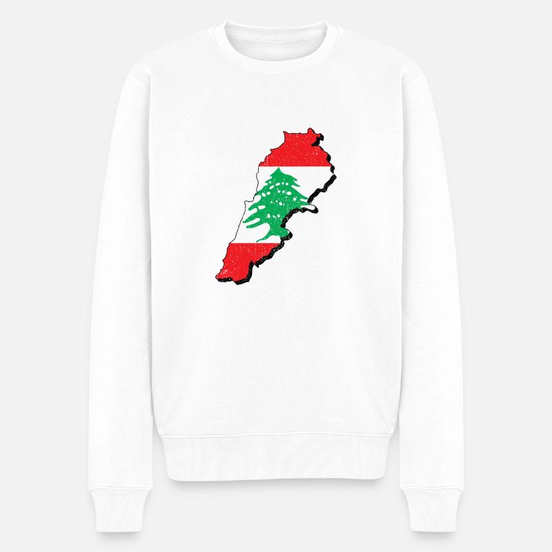 Libanon Libanese Karte Urlaub Reise Geschenk LBN - Männer Premium Bio Pullover - Weiß