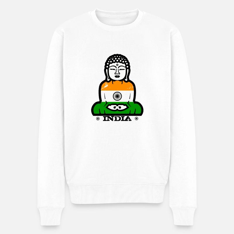 Indien - Männer Premium Bio Pullover - Weiß