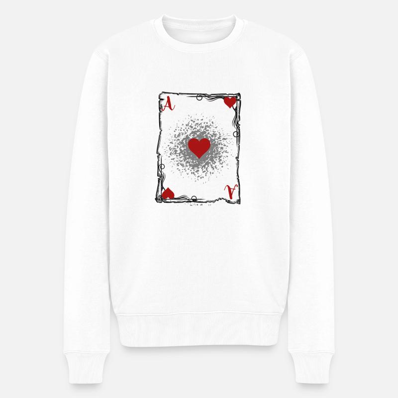 Das Herz-Ass. - Männer Premium Bio Pullover - Weiß