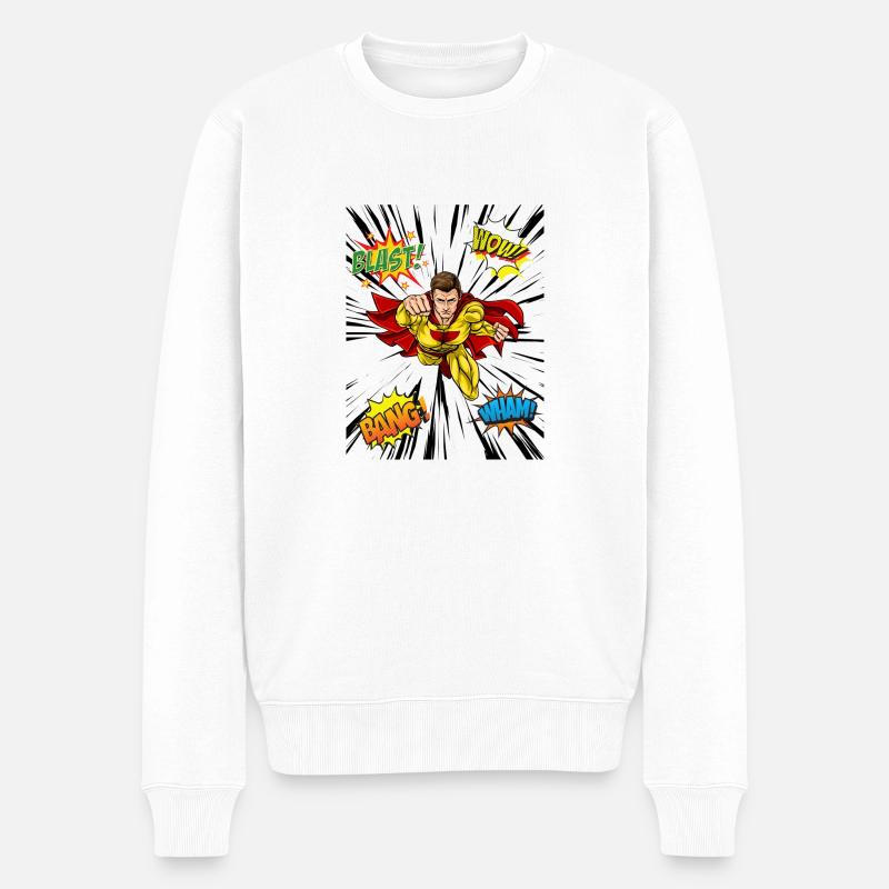 SuperHero - Pull Premium bio Homme - blanc