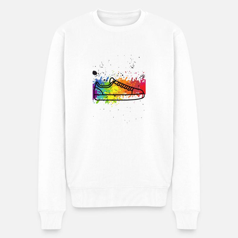Bunter Sneaker Design - Männer Premium Bio Pullover - Weiß