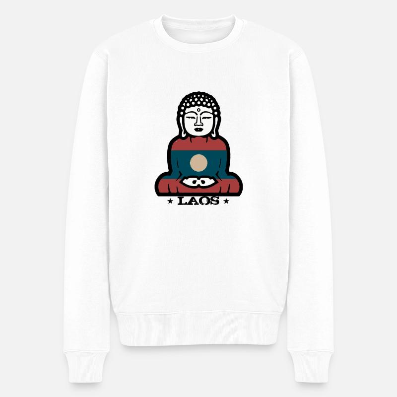 Laos - Männer Premium Bio Pullover - Weiß