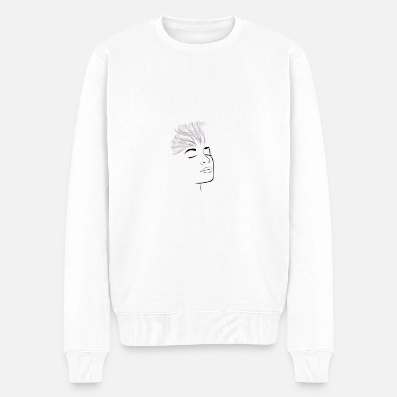 3D HAIR - Männer Premium Bio Pullover - Weiß