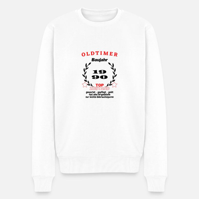 Baujahr 1990 - Männer Premium Bio Pullover - Weiß
