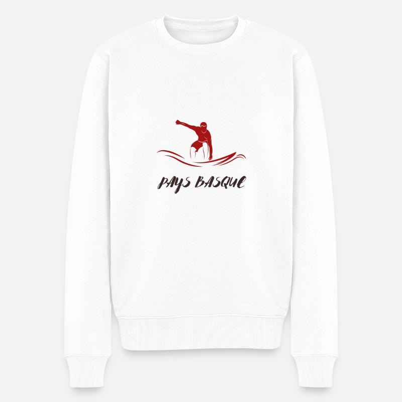 SURF PAYS BASQUE1 - Pull Premium bio Homme - blanc