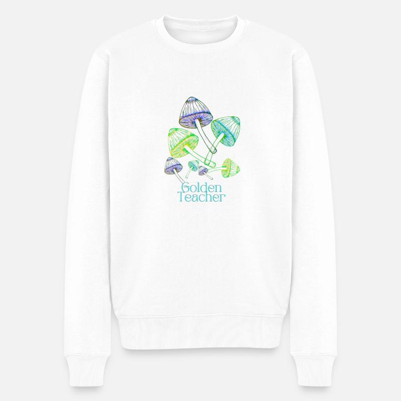 Golden Teacher Magic Mushrooms - Männer Premium Bio Pullover - Weiß