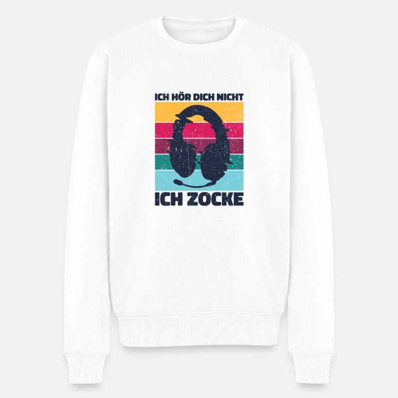 Zocken Hören Zocke Gaming Gamer Geschenk Zocker - Männer Premium Bio Pullover - Weiß
