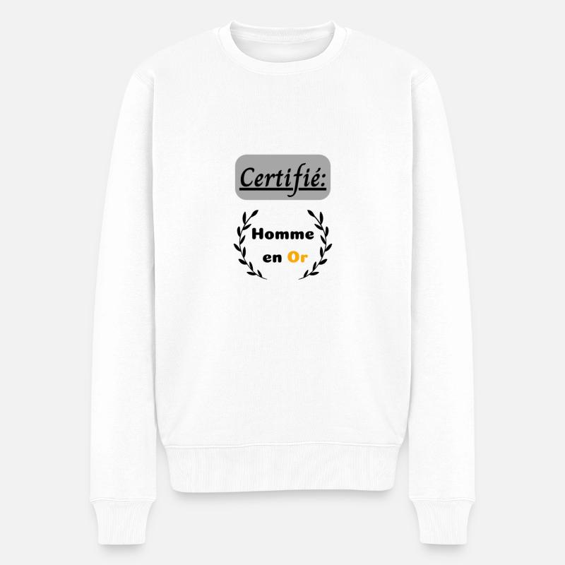 Certifié : Homme en or - Pull Premium bio Homme - blanc