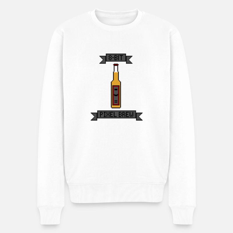 Bière Pixel rétro 8 bits - Pull Premium bio Homme - blanc