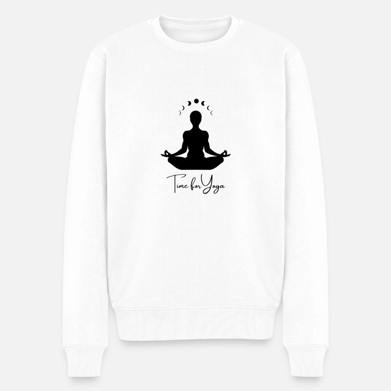 Time for Yoga - Männer Premium Bio Pullover - Weiß