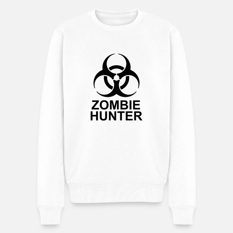Chasseur de zombies Citation d’Halloween - Pull Premium bio Homme - blanc