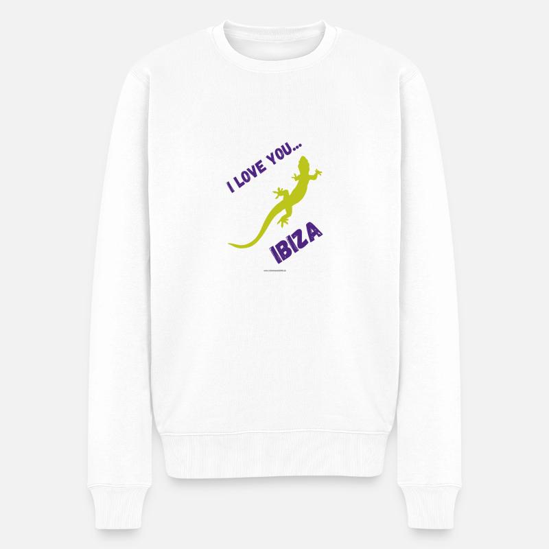 Ibiza Gecko - Männer Premium Bio Pullover - Weiß