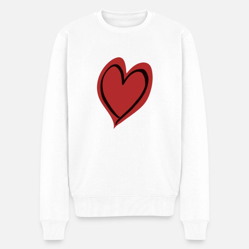 Cœur rouge noir - Pull Premium bio Homme - blanc