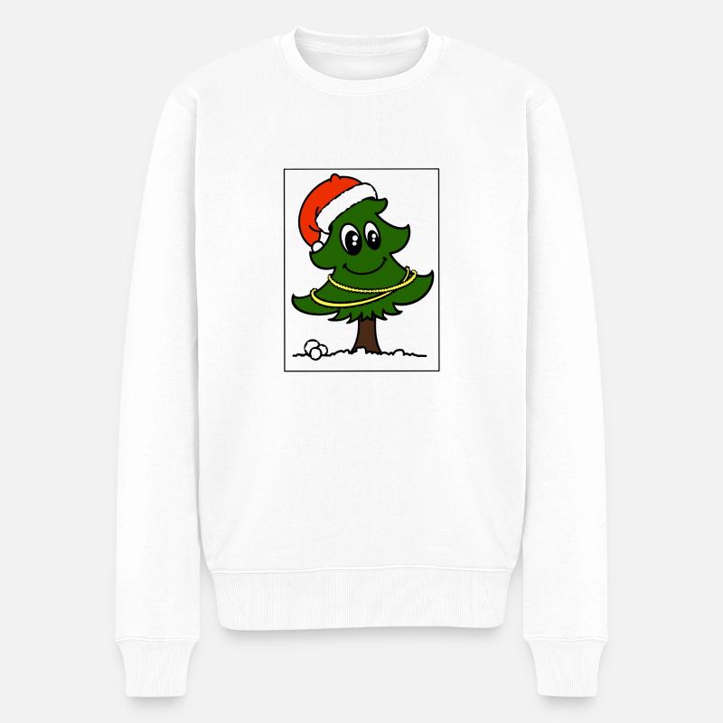 Weihnachtsbaum - Männer Premium Bio Pullover - Weiß