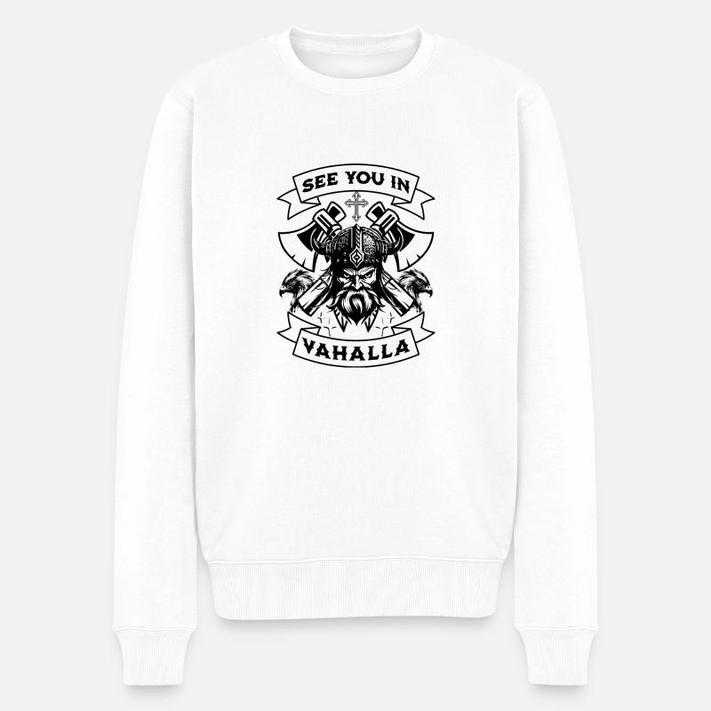 SEE YOU IN VAHALLA - Männer Premium Bio Pullover - Weiß