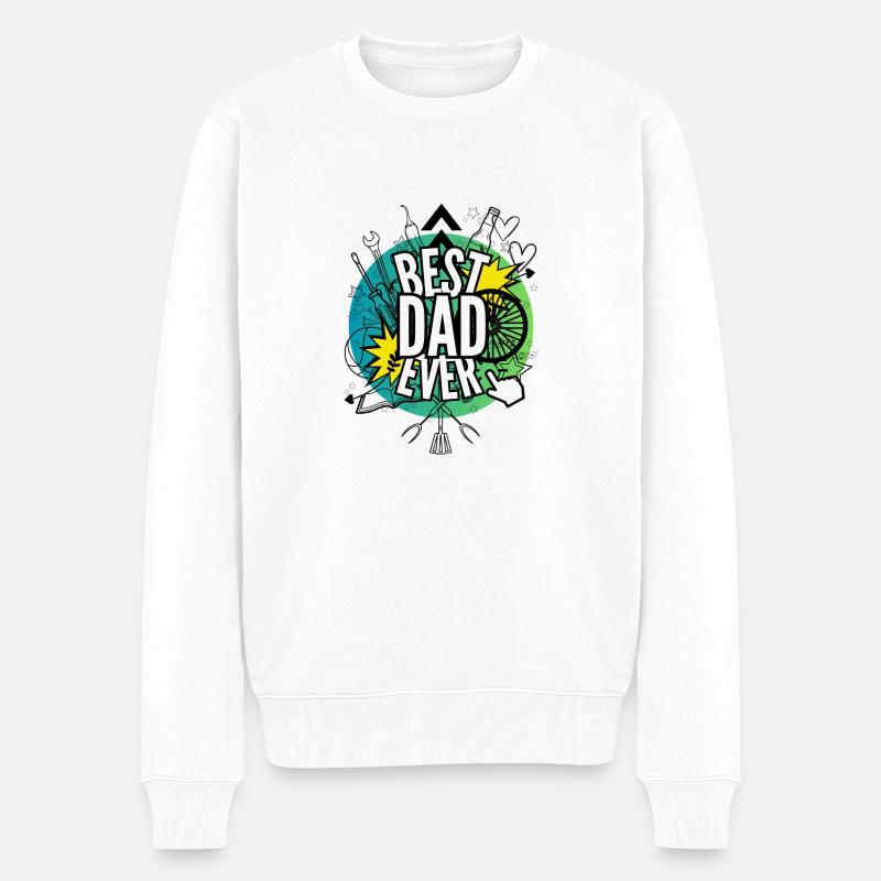 Bester Papa aller Zeiten - Männer Premium Bio Pullover - Weiß