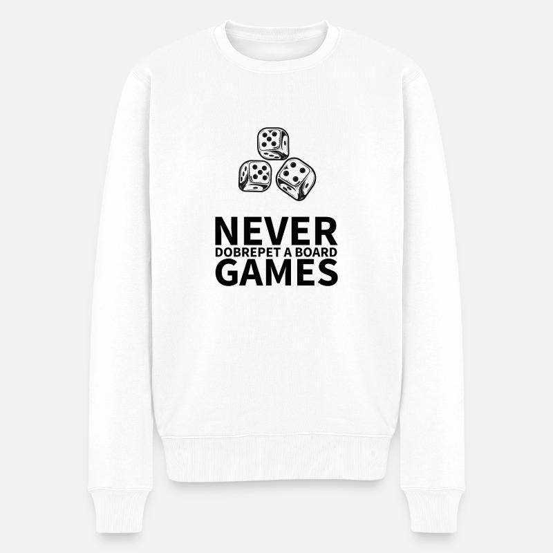 boardgame chess backgammon game night - Männer Premium Bio Pullover - Weiß